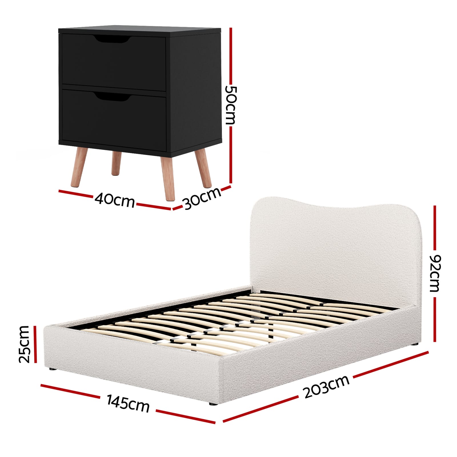 Double Bed Frame Set Beige 203x145x92cm