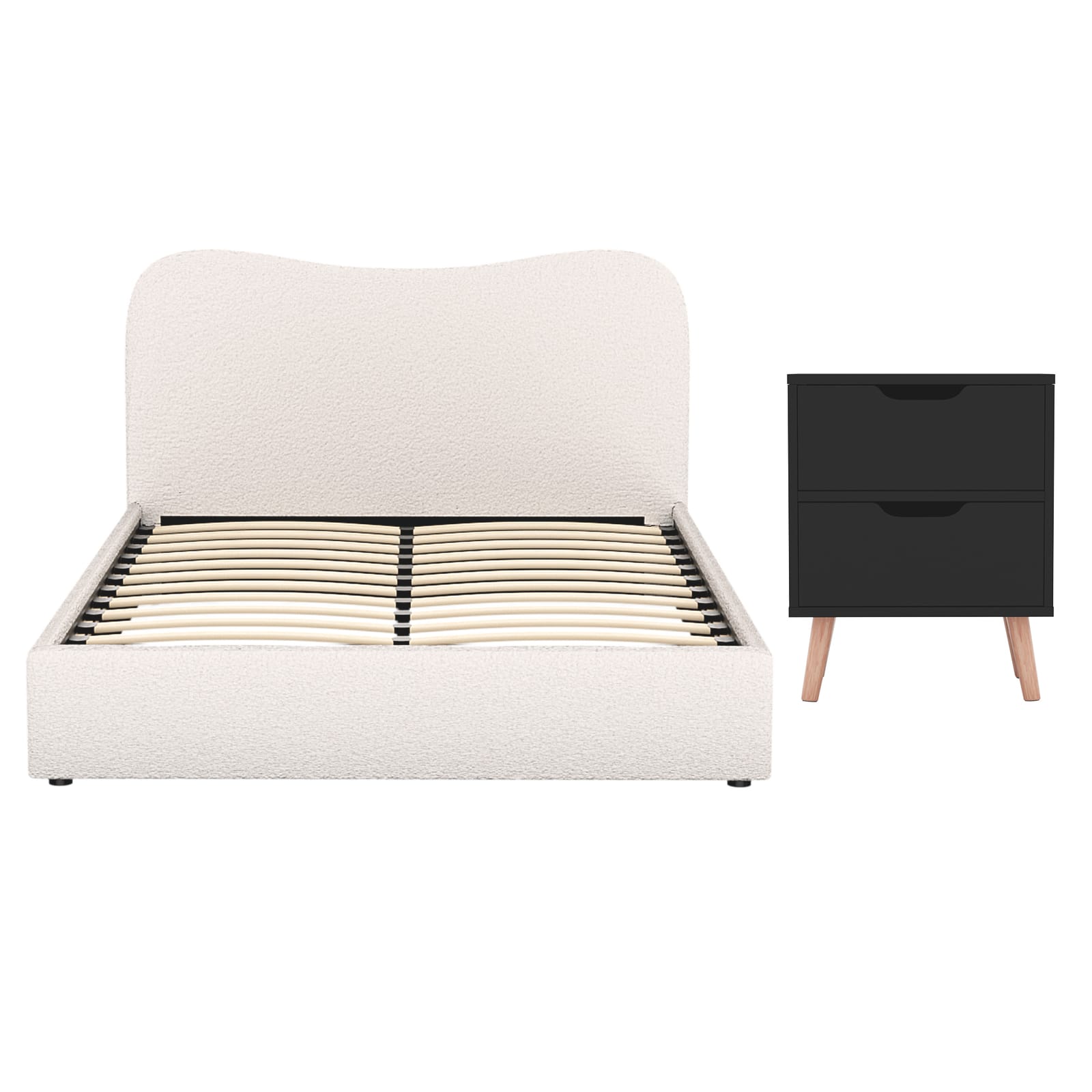 Double Bed Frame Set Beige 203x145x92cm