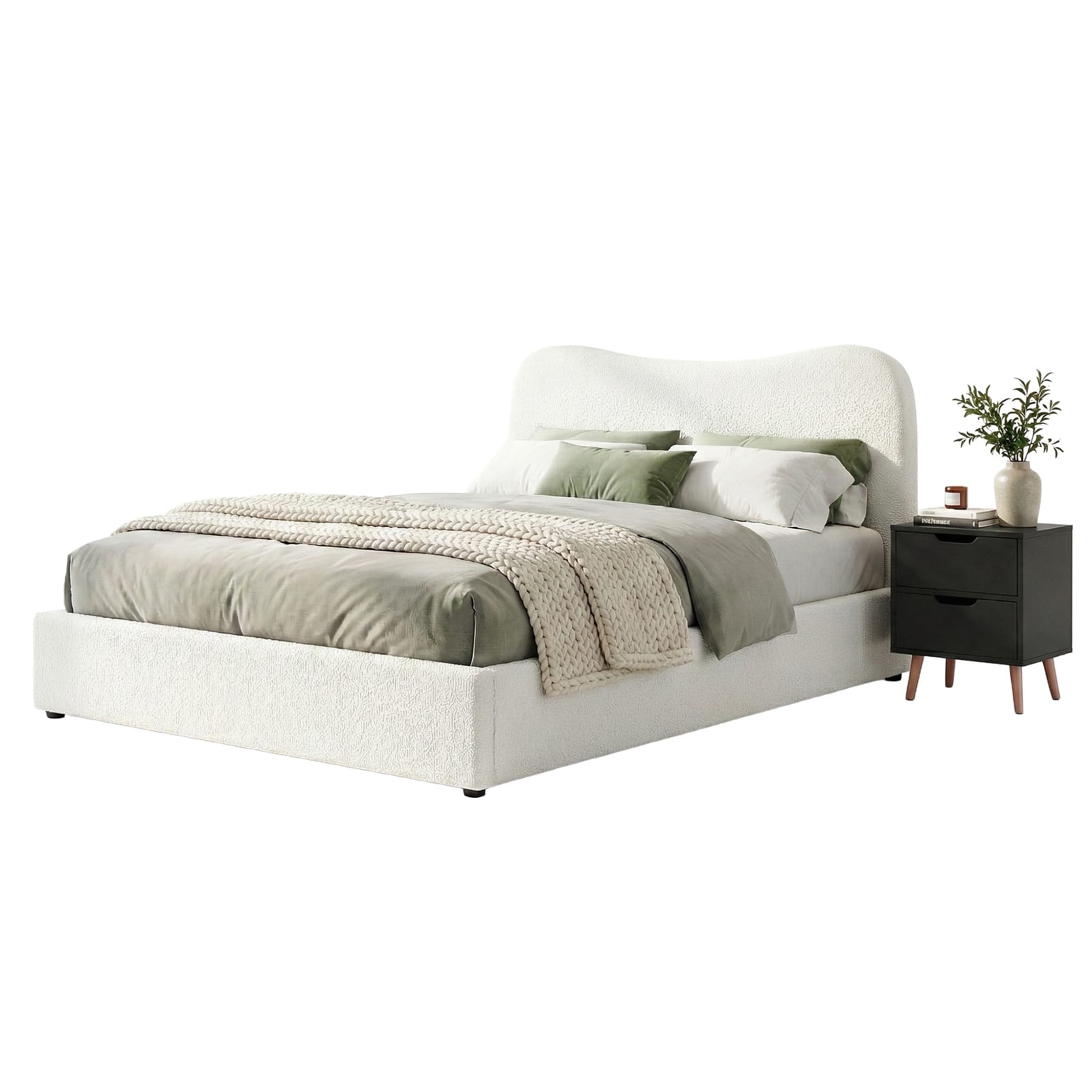 Double Bed Frame Set Beige 203x145x92cm