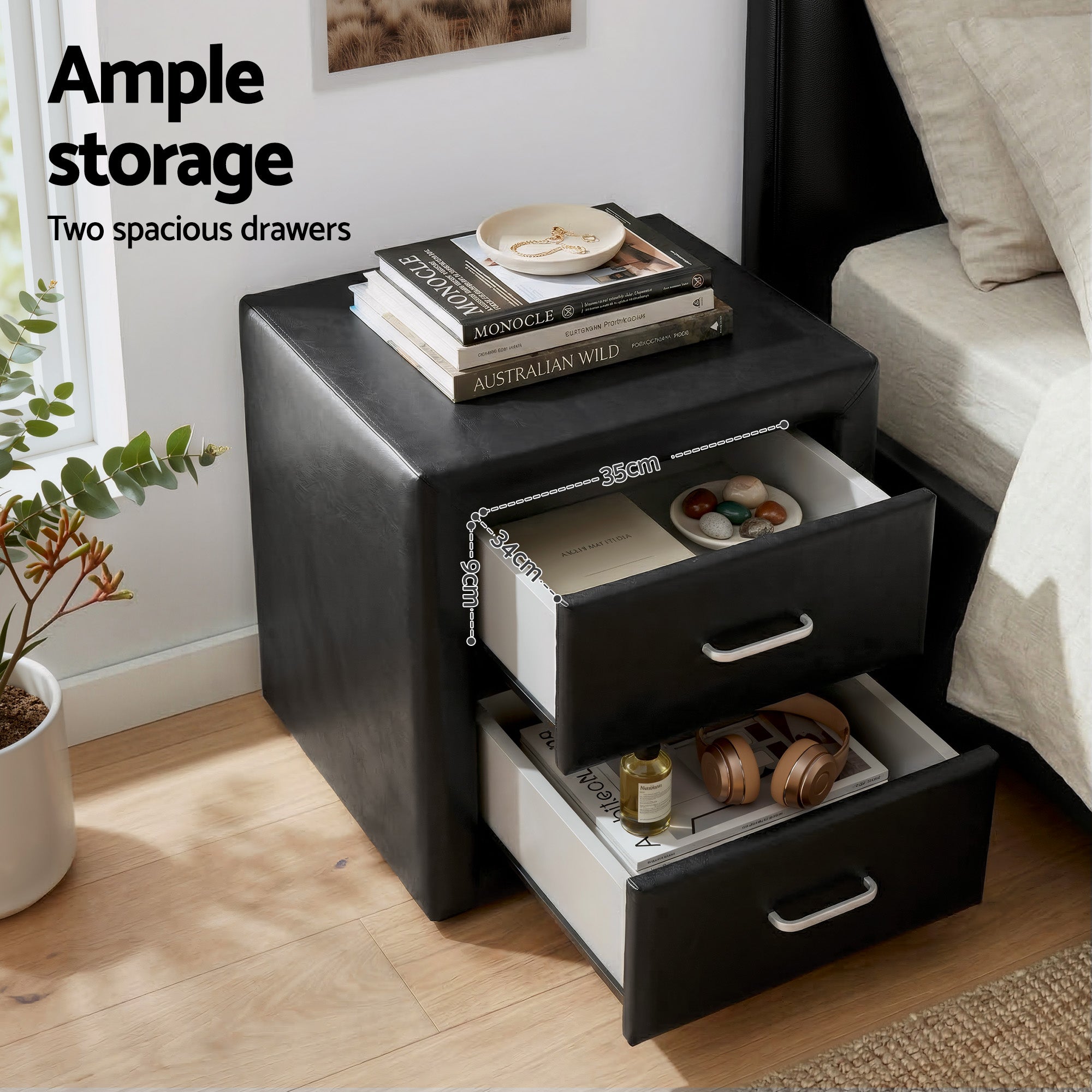 King Single Gas Lift Storage Bed Bedside Table Set | Simpled