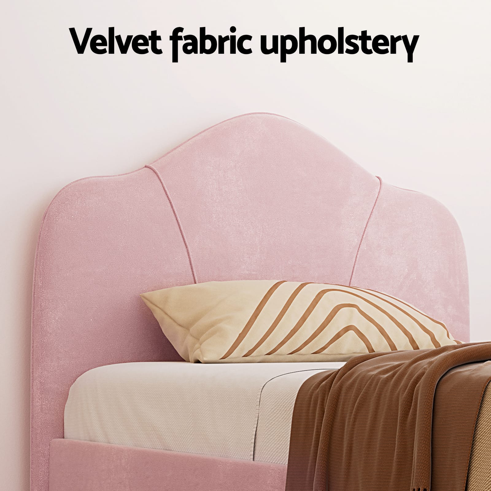 King Single Storage Bed Velvet Pink 107x203cm