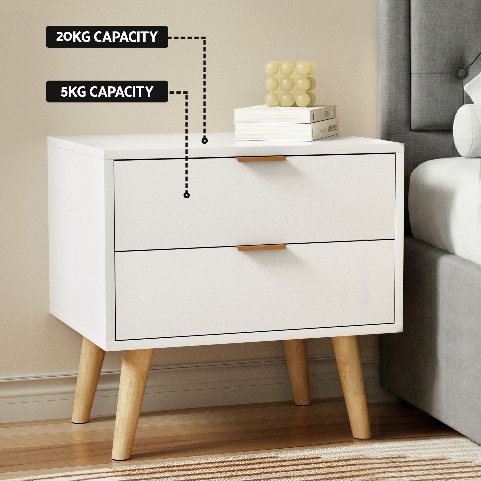 Queen Gas Lift Storage Bed Bedside Table Set | Simpledeals