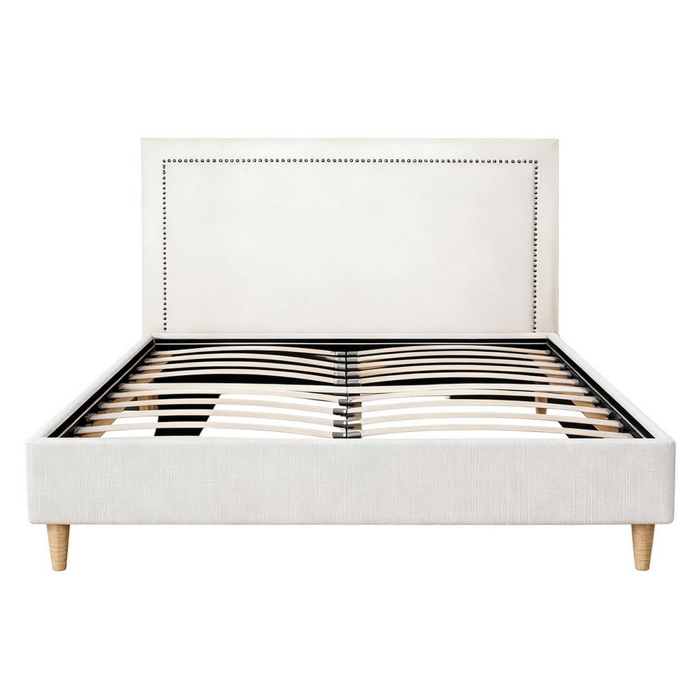 Queen Bed Frame Linen Upholstered 153x203cm