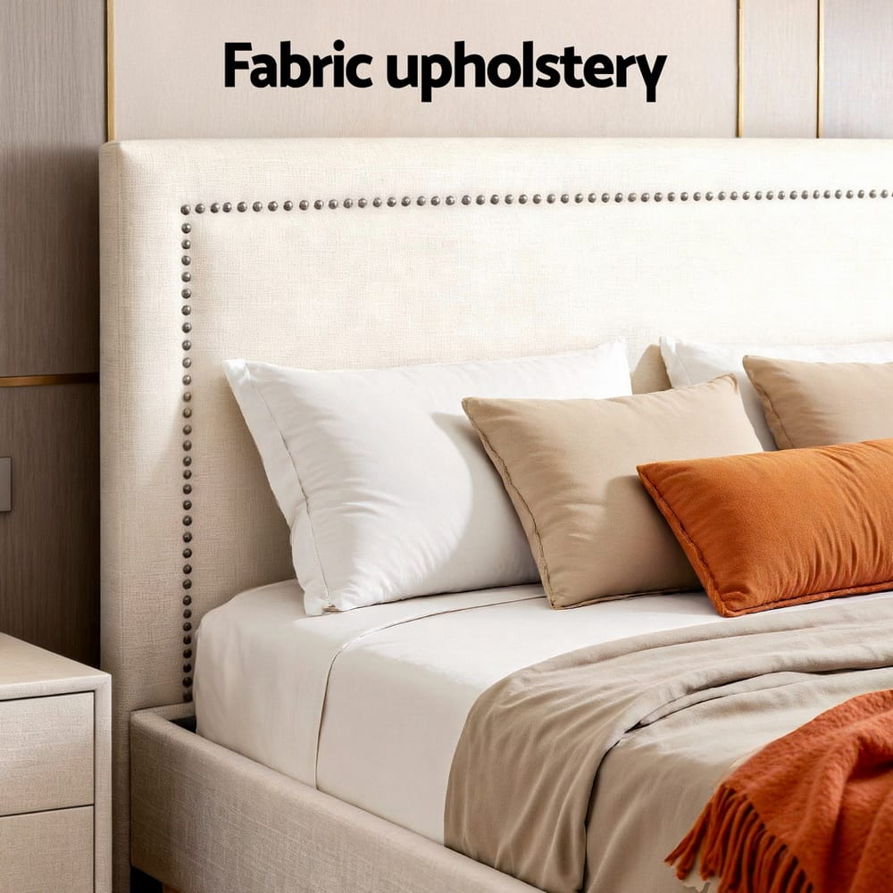 Queen Bed Frame Linen Upholstered 153x203cm