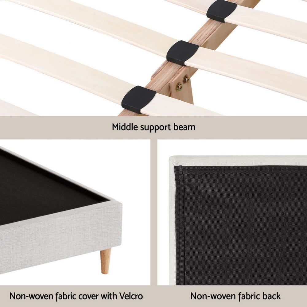 Queen Bed Frame Linen Upholstered 153x203cm