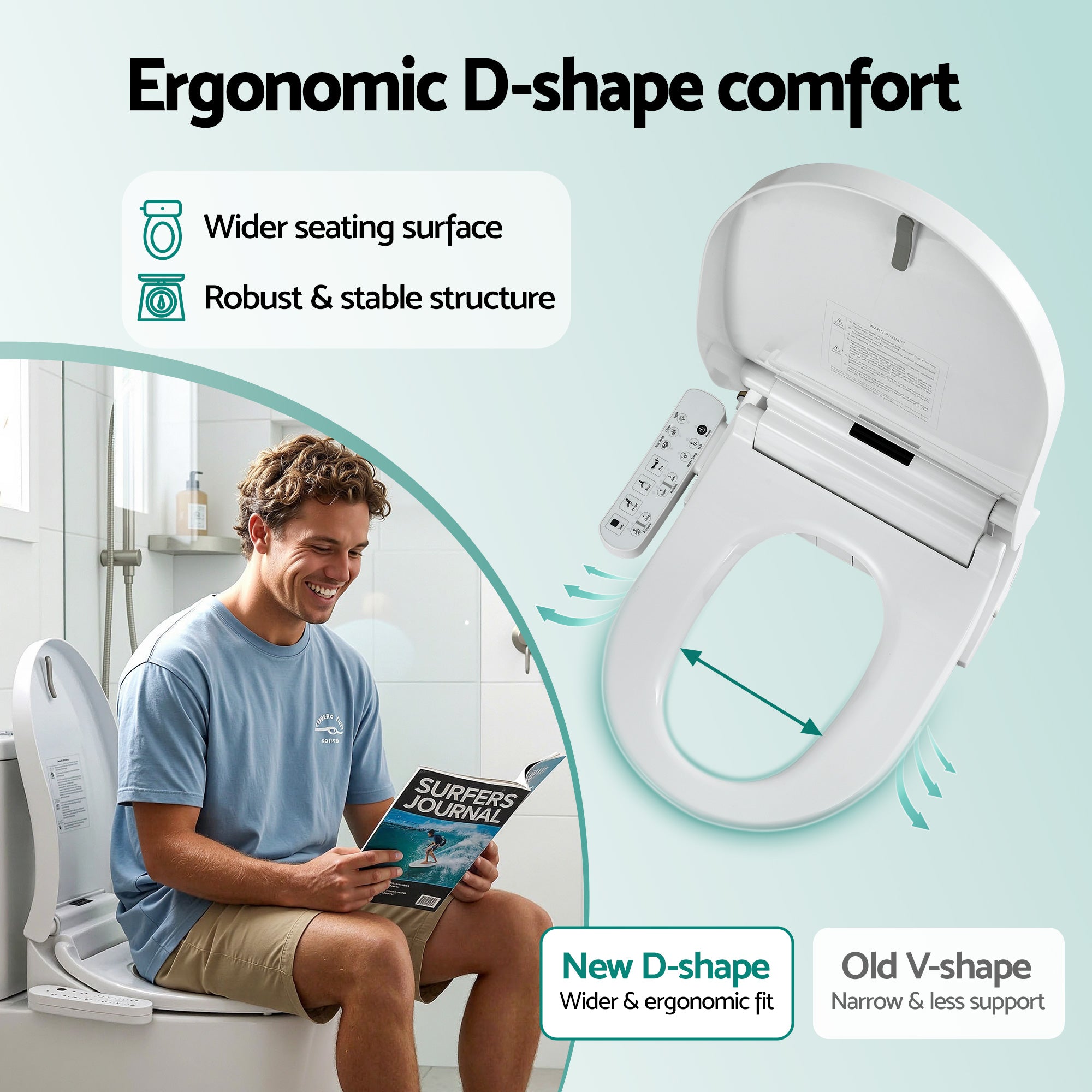 Cefito Smart Bidet Toilet Seat Cover D-Shape | Simpledeals