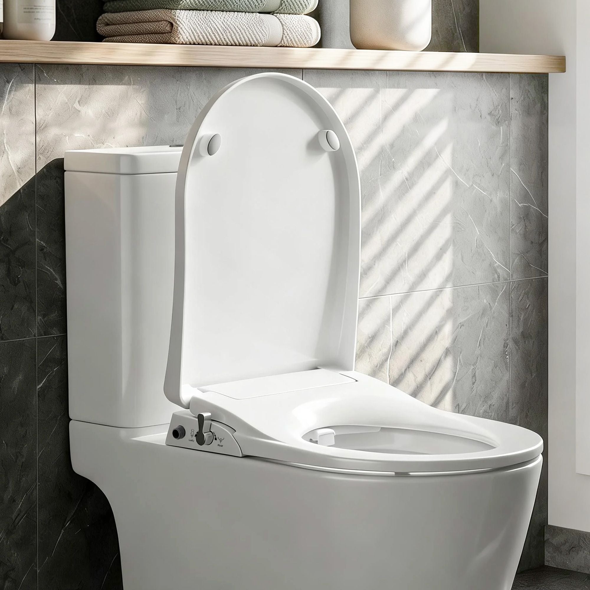 Non-Electric Bidet Seat D-Shape Dual Nozzle | Simpledeals