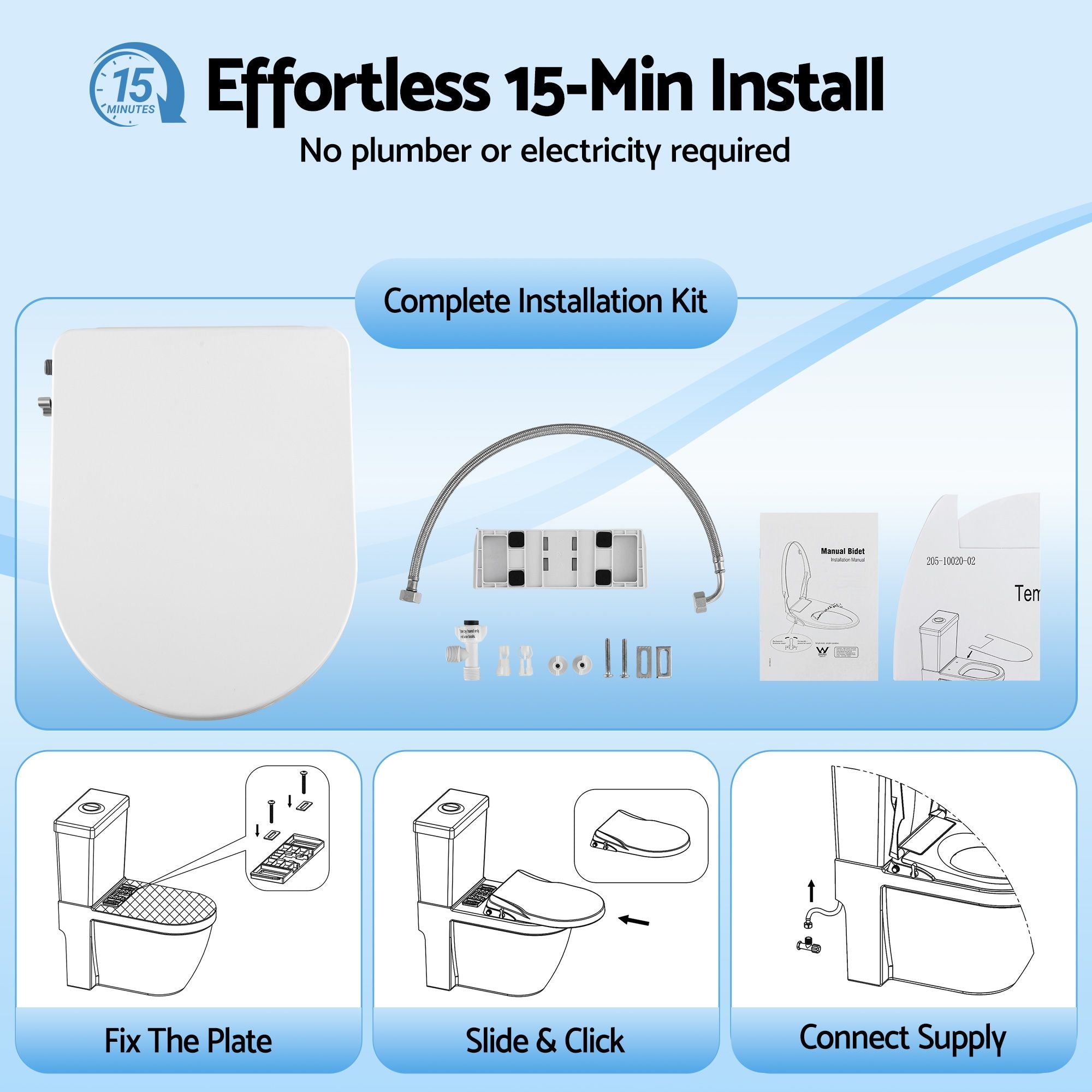 Non-Electric Bidet Seat D-Shape Dual Nozzle | Simpledeals