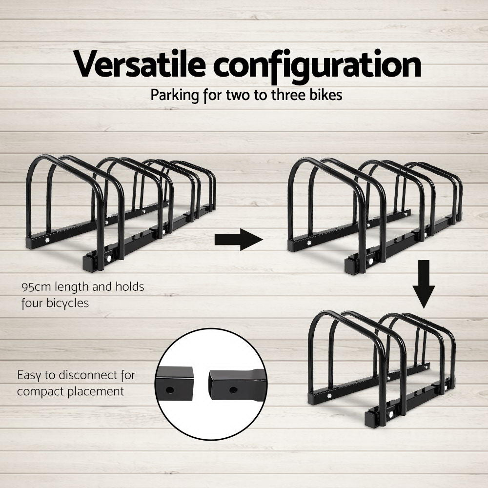 Portable Bike 4 Parking Rack Bicycle Instant Storage Stand - Black | Black colour