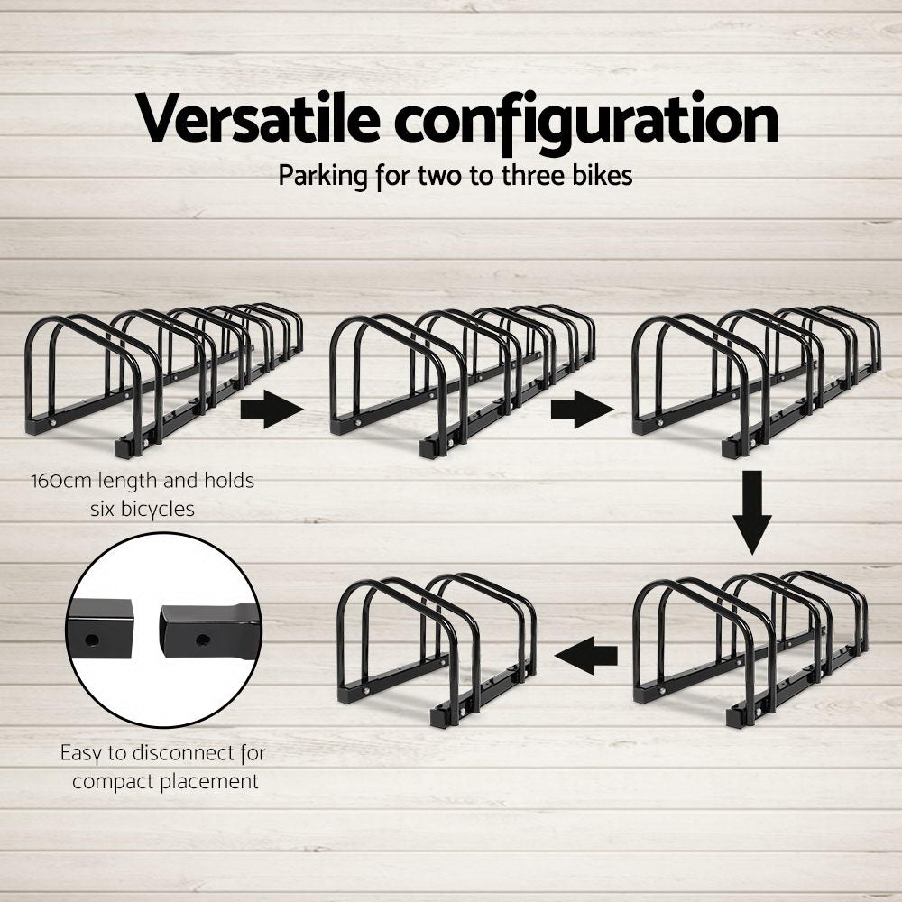 516fz - Portable Bike 6 Parking Rack Bicycle Instant Storage Stand - Black