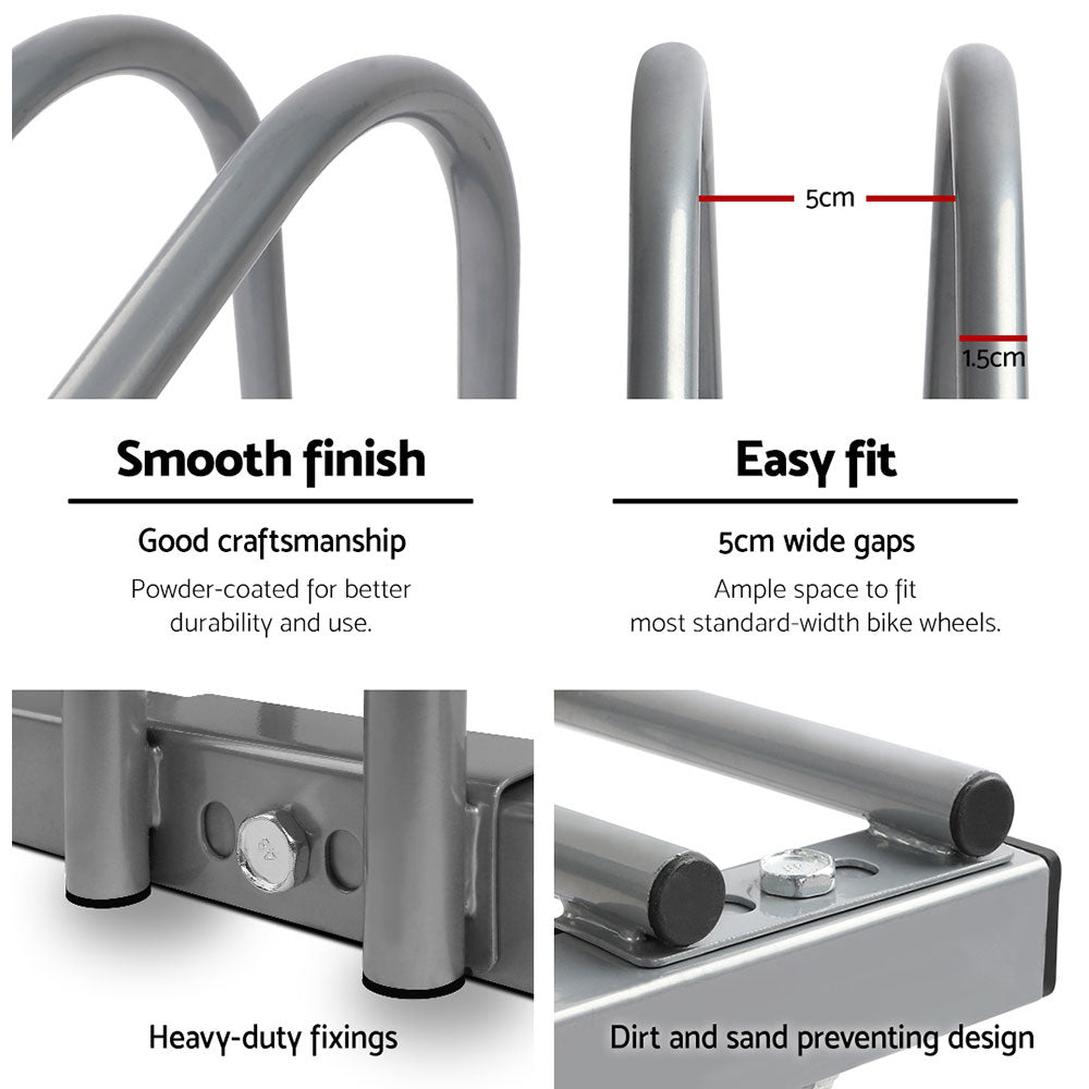 6 Bike Stand Rack Bicycle Storage Floor Parking Holder Cycling Silver | Silver colour