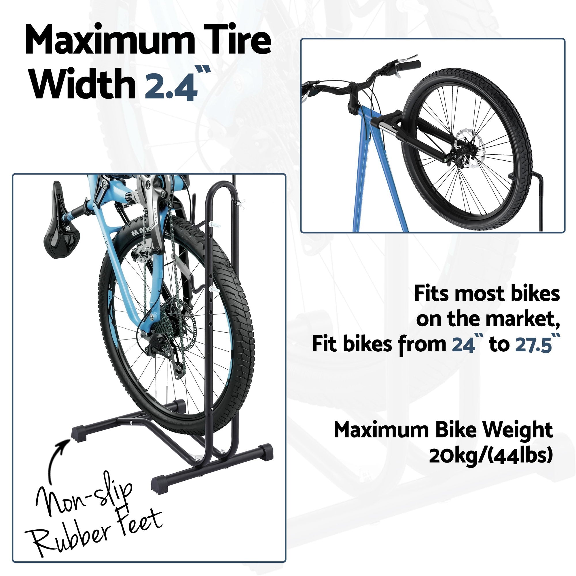 4-in-1 Adjustable Bike Parking Stand Vertical Rack 24-27.5 Inch