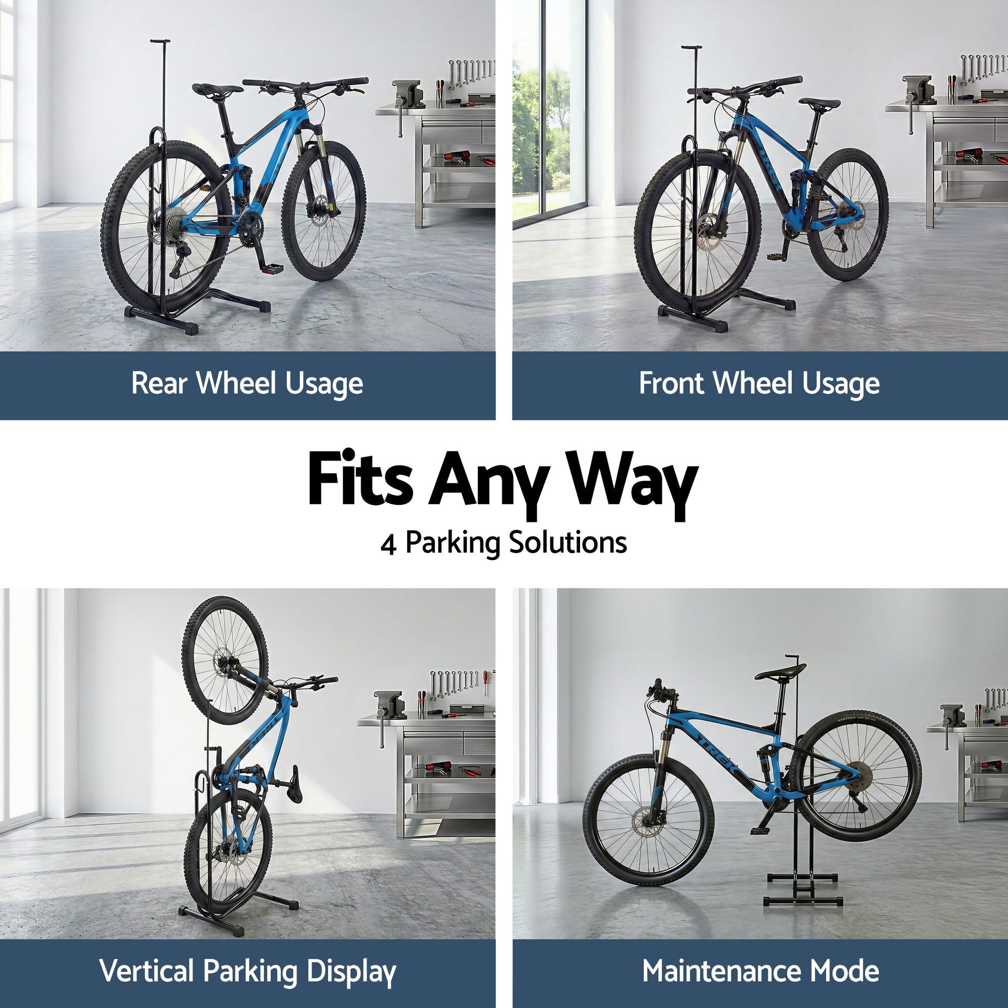 4-in-1 Adjustable Bike Parking Stand Vertical Rack 24-27.5 Inch