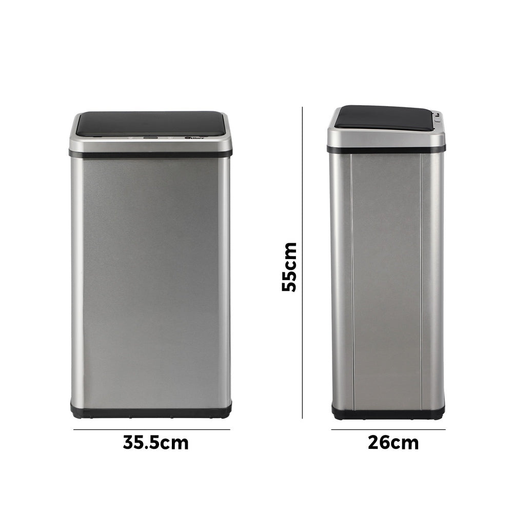 40L Motion Sensor Bin Automatic Rubbish Can Silver