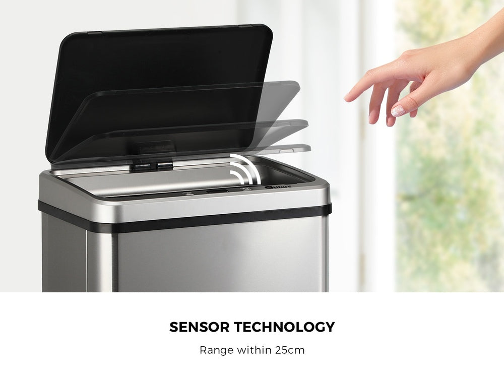 40L Motion Sensor Bin Automatic Rubbish Can Silver