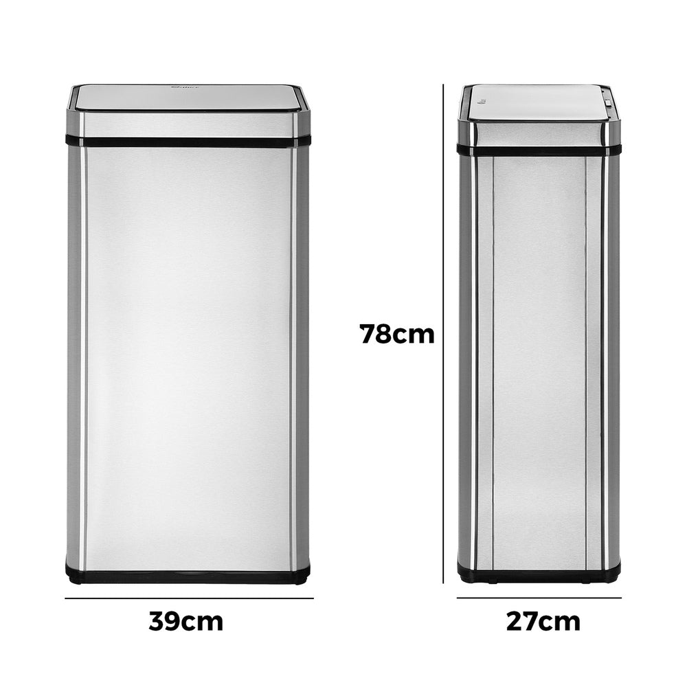 75L Motion Sensor Bin Automatic Rubbish Trash Can Black