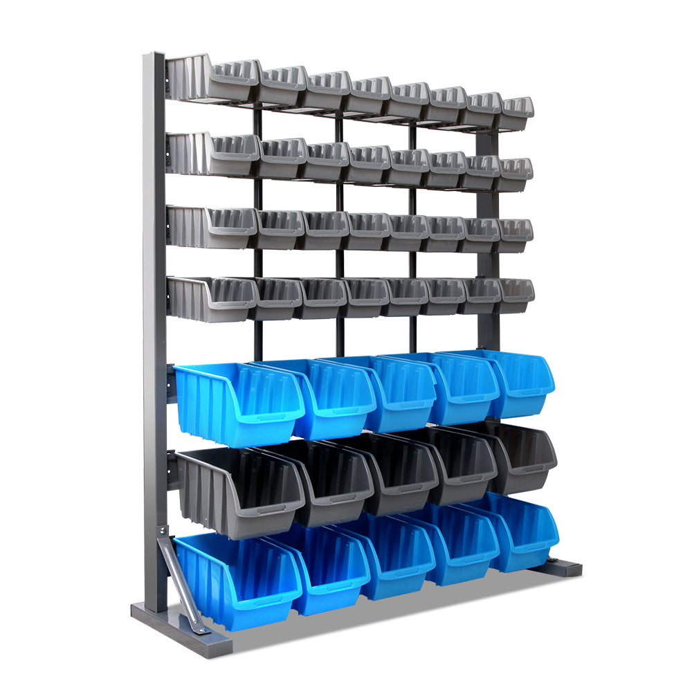 Free Standing Steel Storage Rack with 47 Bins Organizer Shelf Unit