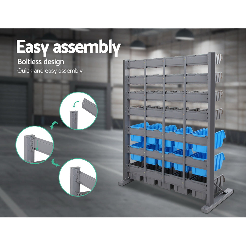 Free Standing Steel Storage Rack with 47 Bins Organizer Shelf Unit