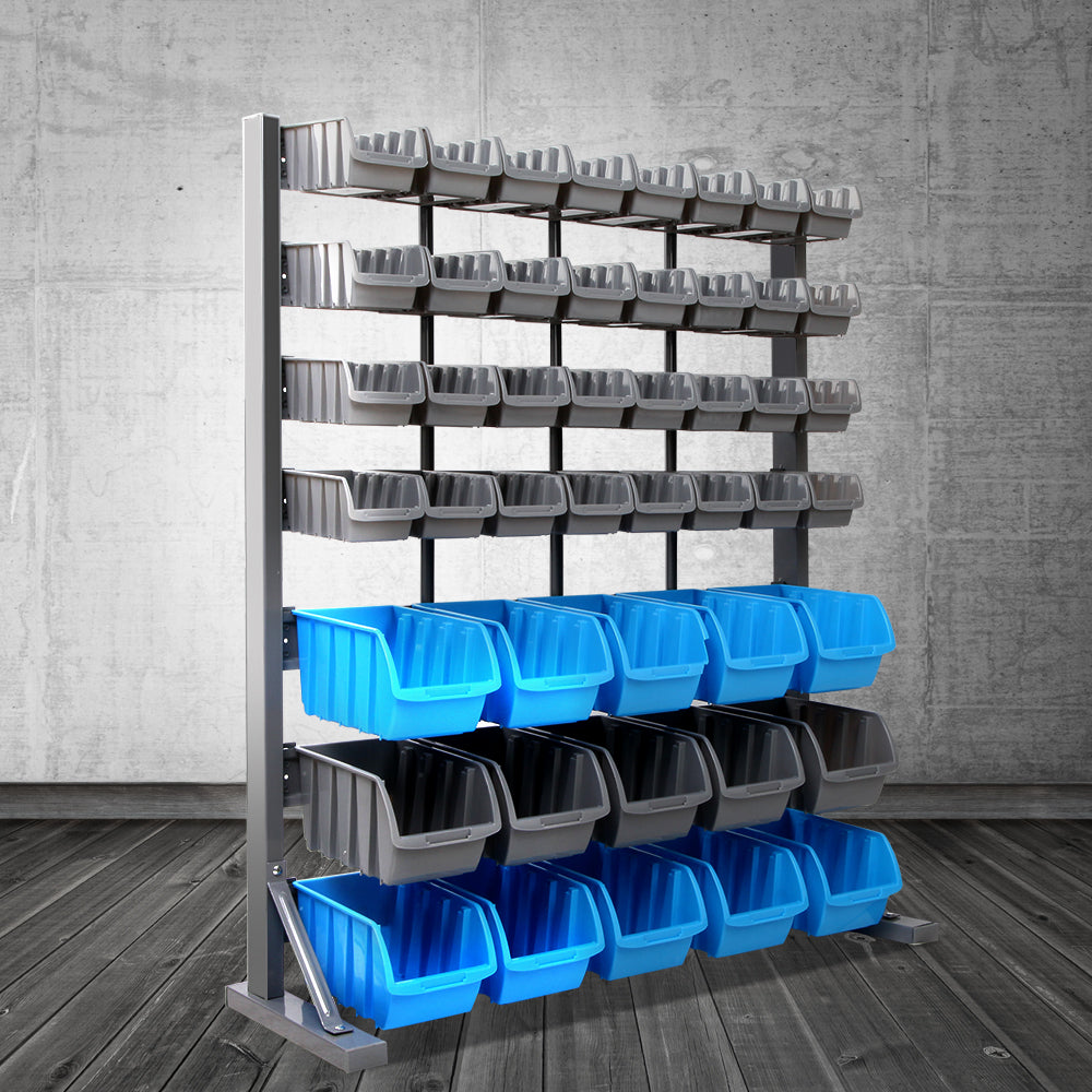 Free Standing Steel Storage Rack with 47 Bins Organizer Shelf Unit