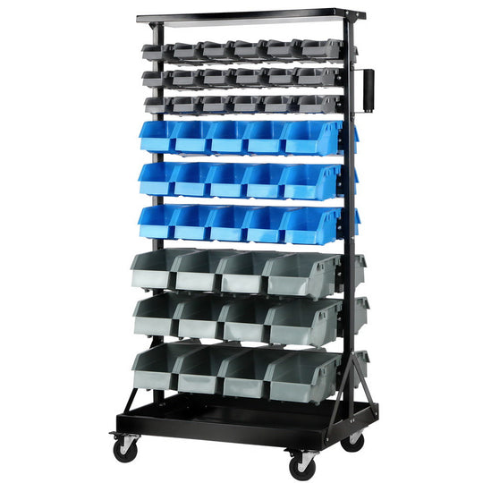 Double - 90 Storage Bin Rack Stand Double-Sided Wheels