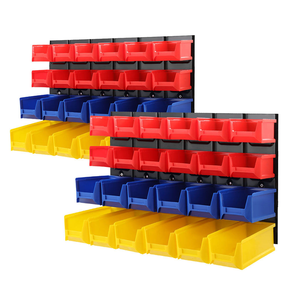 48 Storage Bin Rack Wall Mounted Peg Board - Tools Steel Work Garage