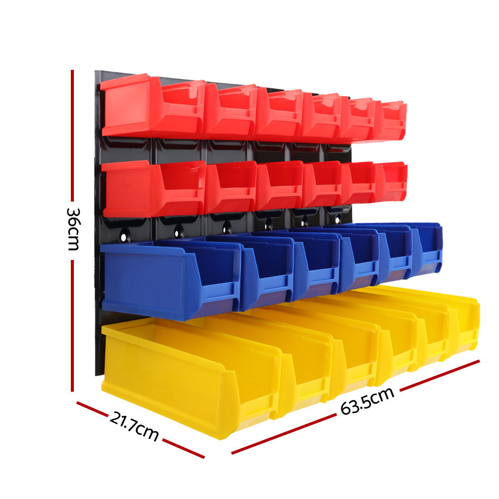 Wall Storage Racks - 48 Storage Bin Rack Wall Mounted Peg Board