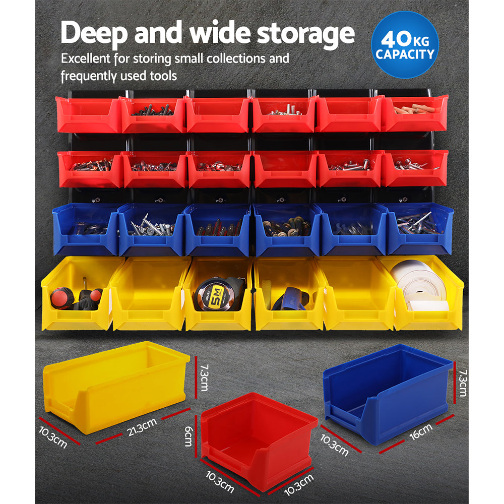 48 Storage Bin Rack Wall Mounted Peg Board, Wall Storage Racks
