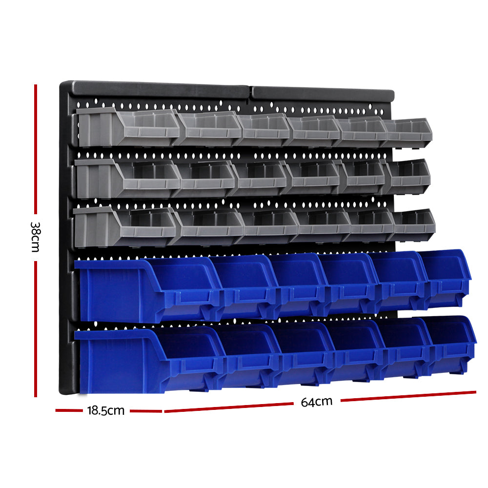 Wall Mounted 60 Storage Bin Rack Organizer Garage Workshop System