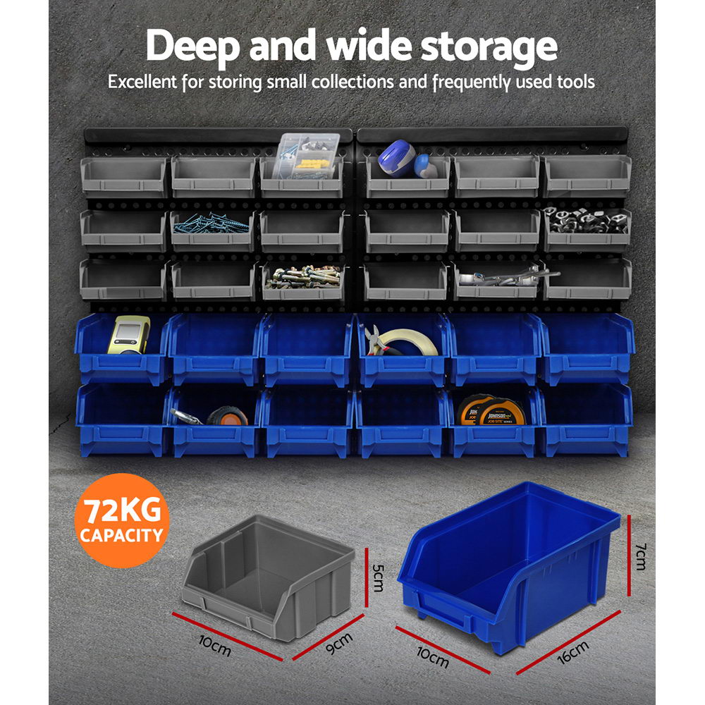 Wall Mounted 60 Storage Bin Rack Organizer Garage Workshop System