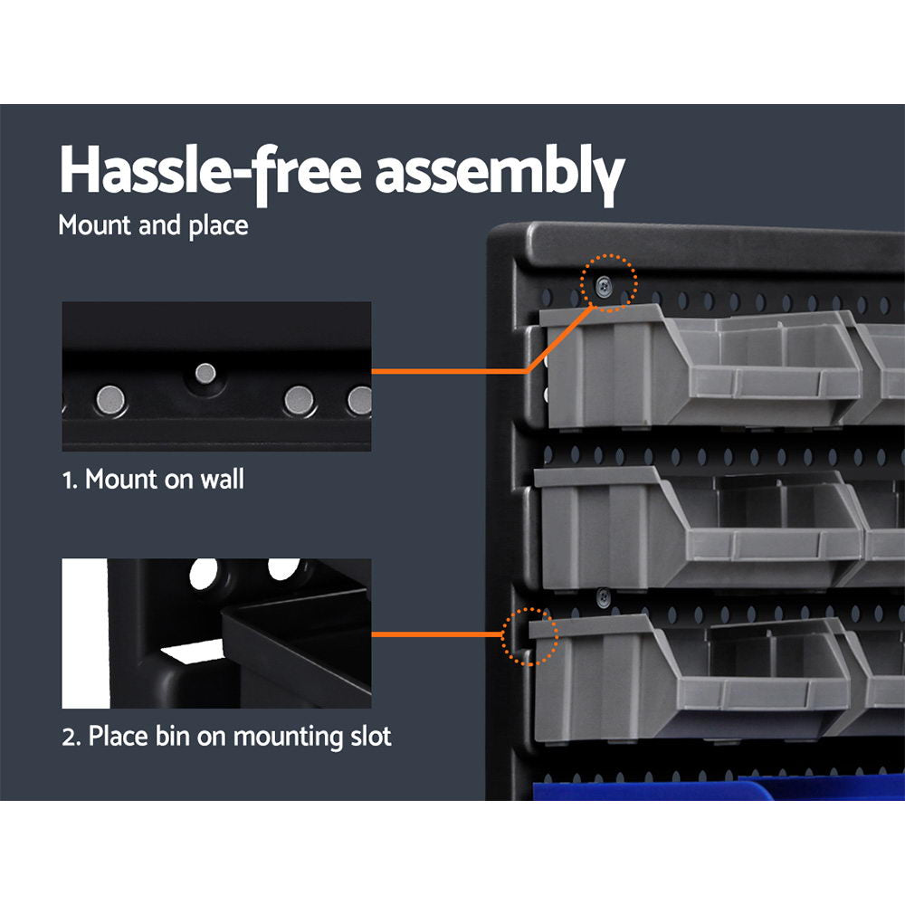 Wall Mounted 60 Storage Bin Rack Organizer Garage Workshop System