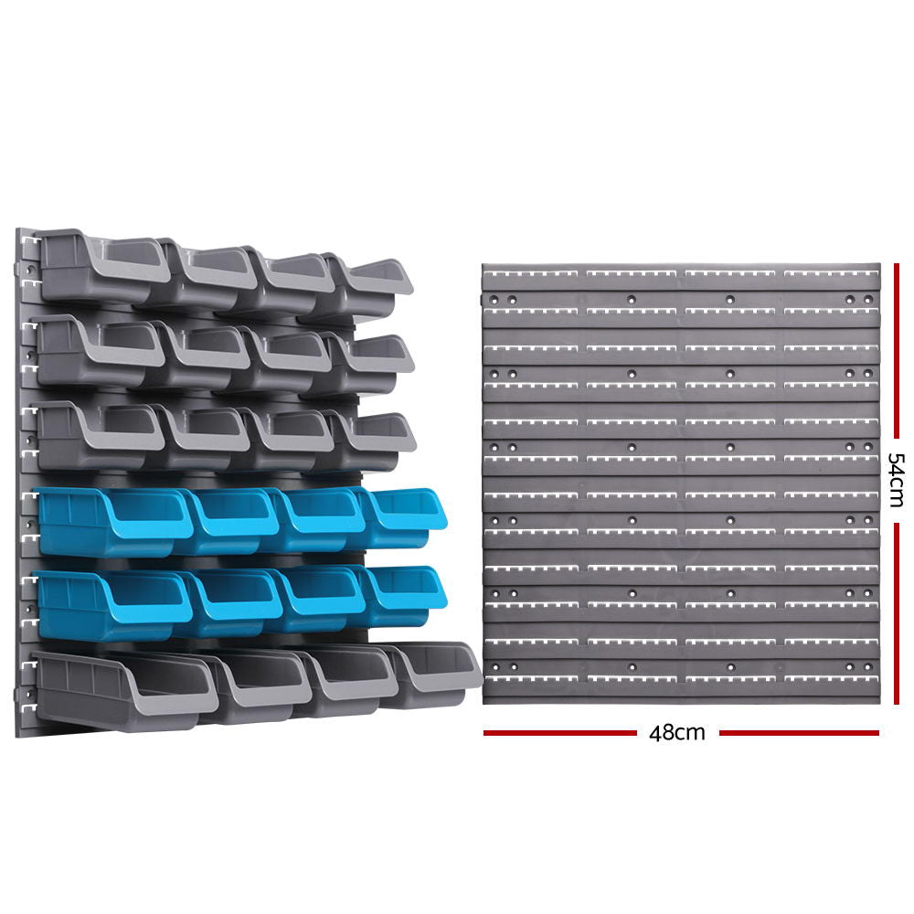 44 Bin Wall Mounted Storage Rack Pegboard Tool Organiser Set