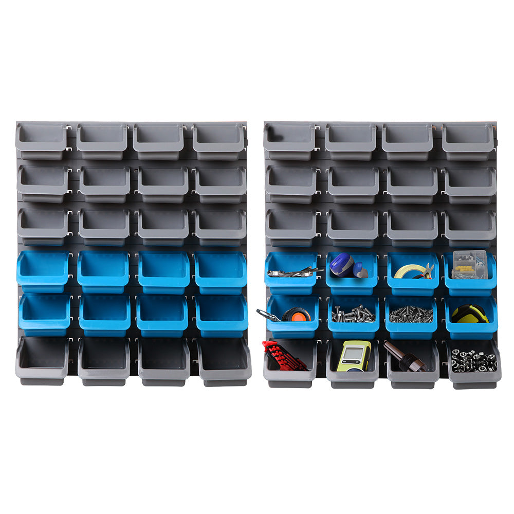 48 Bin Storage Rack Wall Mounted Pegboard Garage Tool Organizer Set
