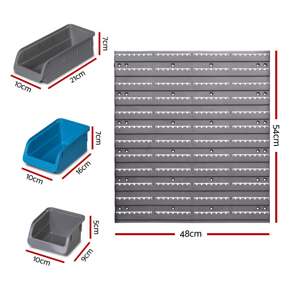 48 Bin Storage Rack Wall Mounted Pegboard Garage Tool Organizer Set