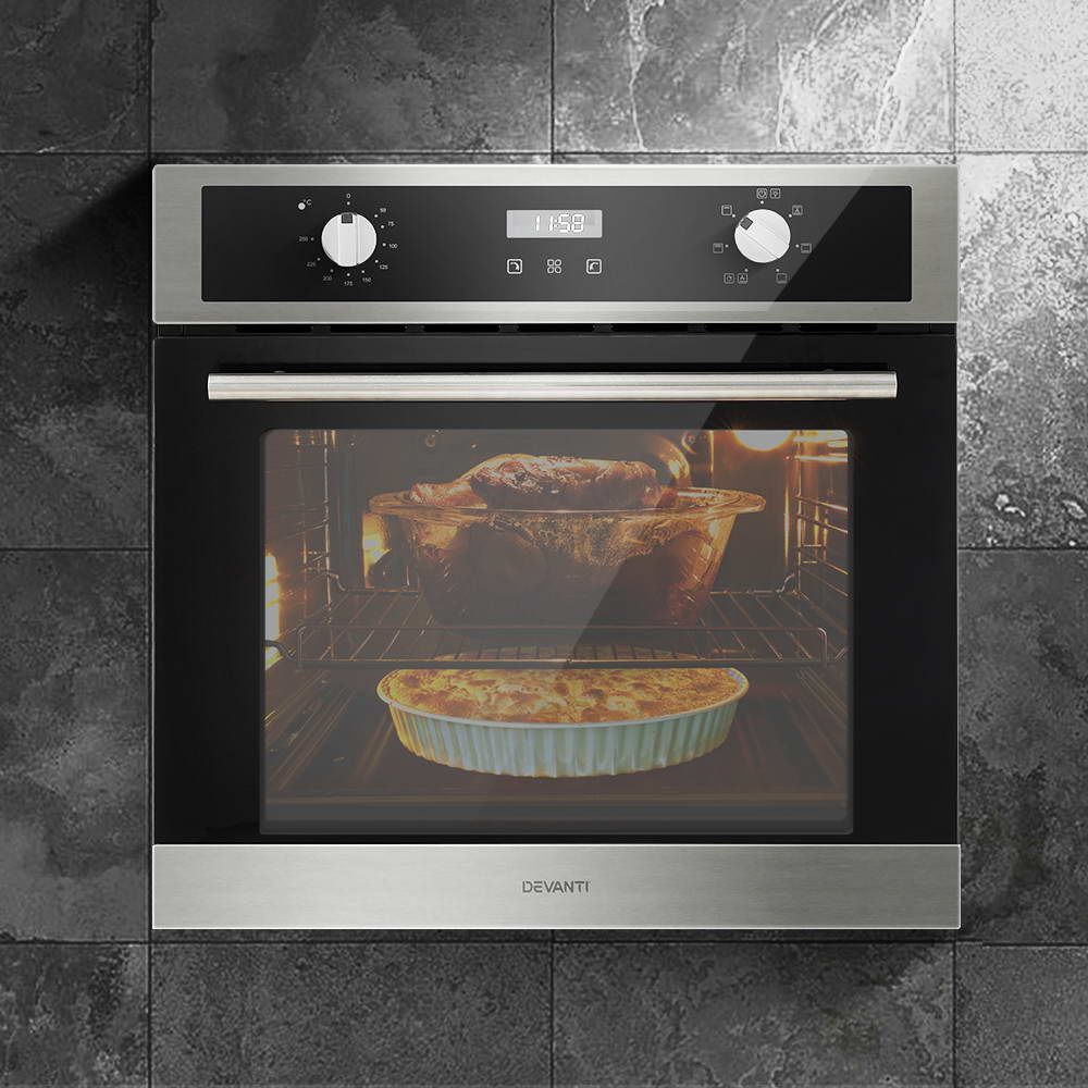 Electric Built In Wall Oven 80L Convection Grill Ovens Stainless Steel - Ovens