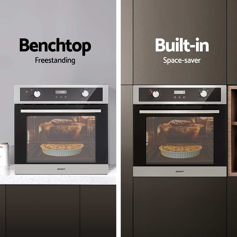 Electric Built In Wall Oven 80L Convection Grill Ovens Stainless Steel, Steel finish