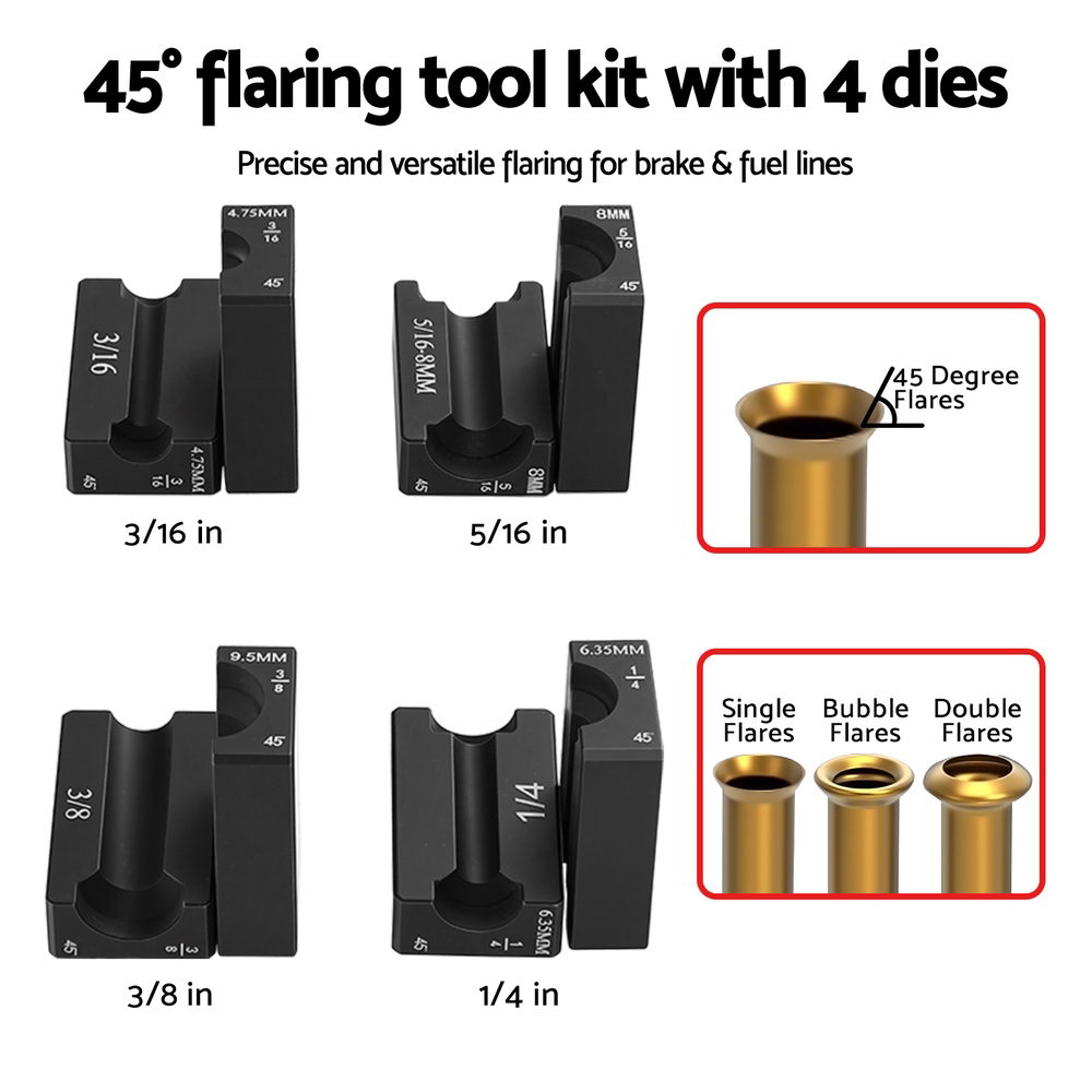 Brake Line Flaring Tool Kit for 3/16-3/8 inch Tubing with Cutter, Hand Tools - photo 7