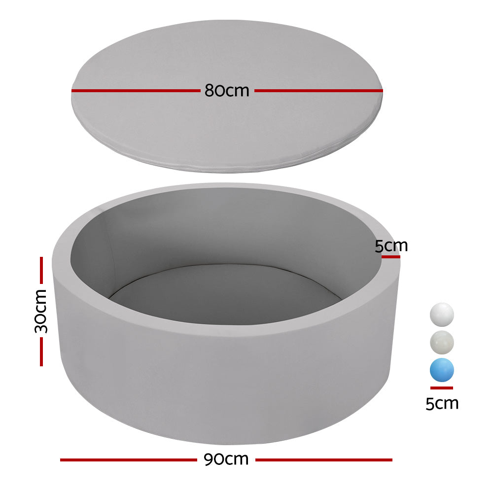 Grey colour - Kids Ocean Foam Ball Pit - 90x30CM Grey
