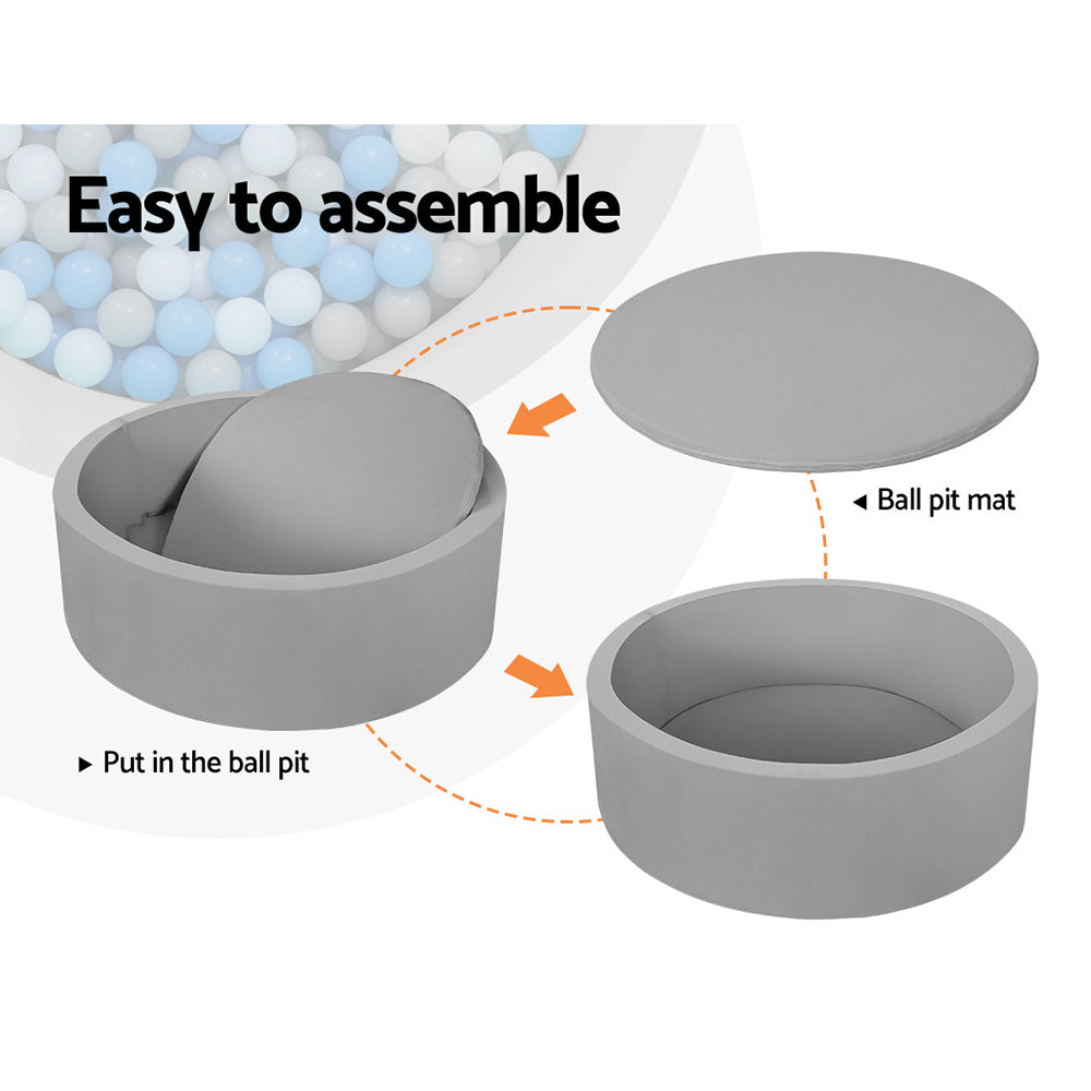 Kids Ocean Foam Ball Pit - 90x30CM Grey | Ball Pits & Play Pens