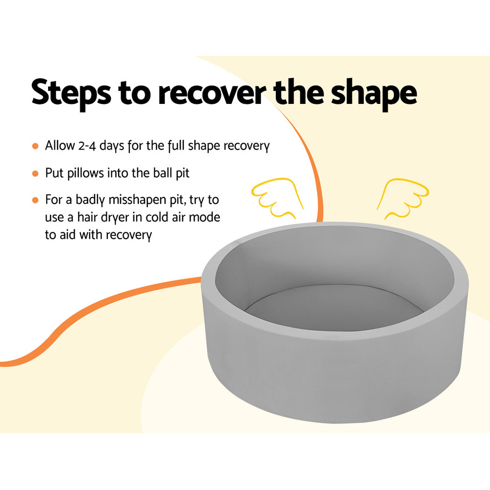 Kids Ocean Foam Ball Pit - 90x30CM Grey, Grey colour