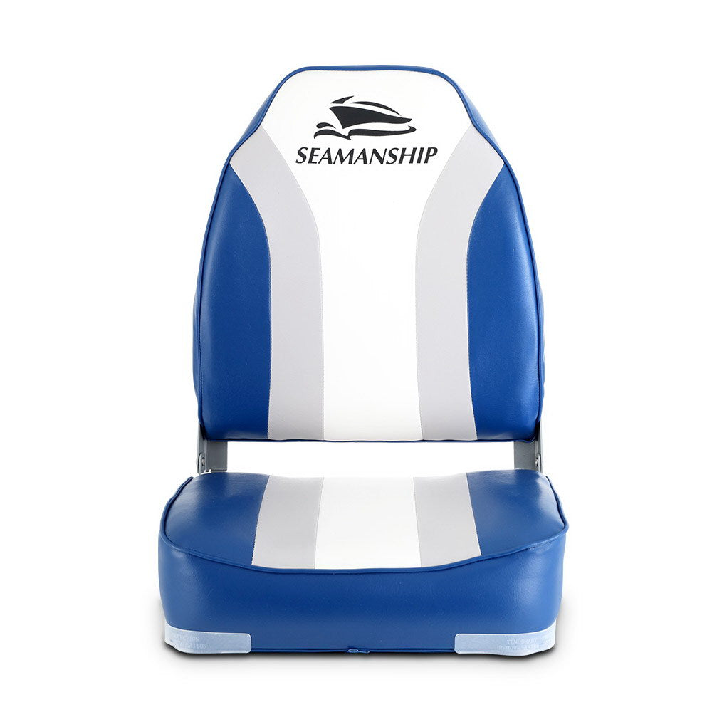 2X Folding Boat Seats Marine Seat Swivel High Back 12Cm Padding Blue