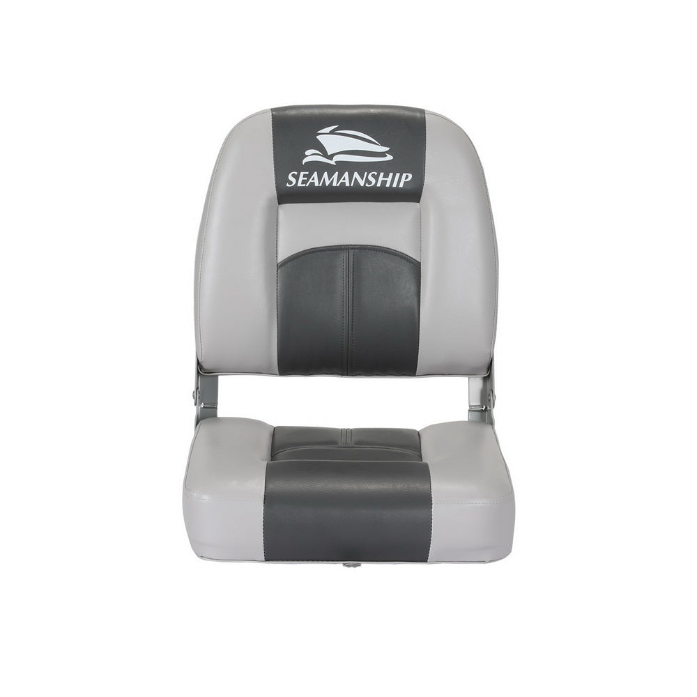 2X Folding Boat Seats Seat Marine Seating Set Swivels All Weather Charcoal & Grey