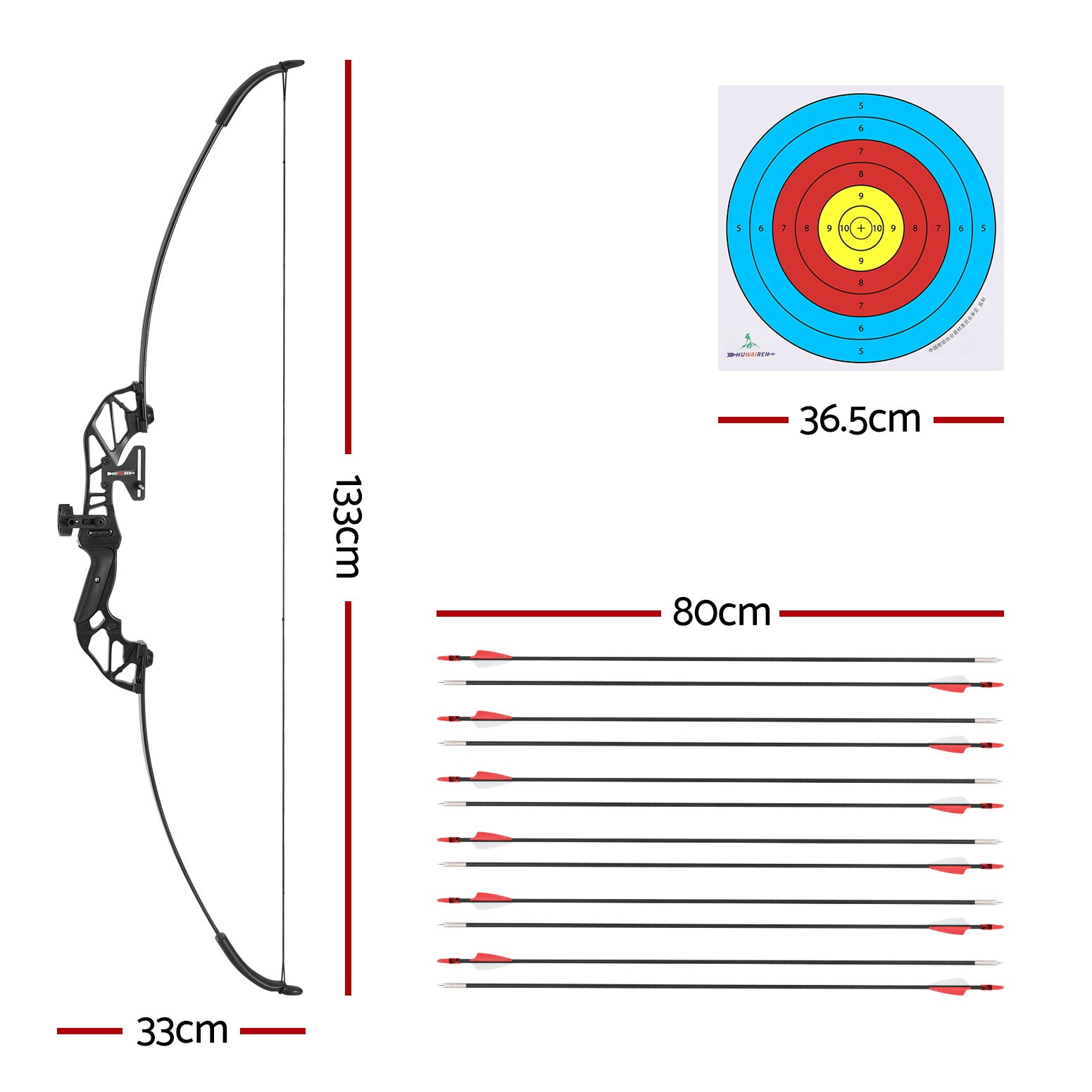 Outdoor Play Equipment - 55lbs Bow Arrow Set Recurve Takedown Archery Hunting Green