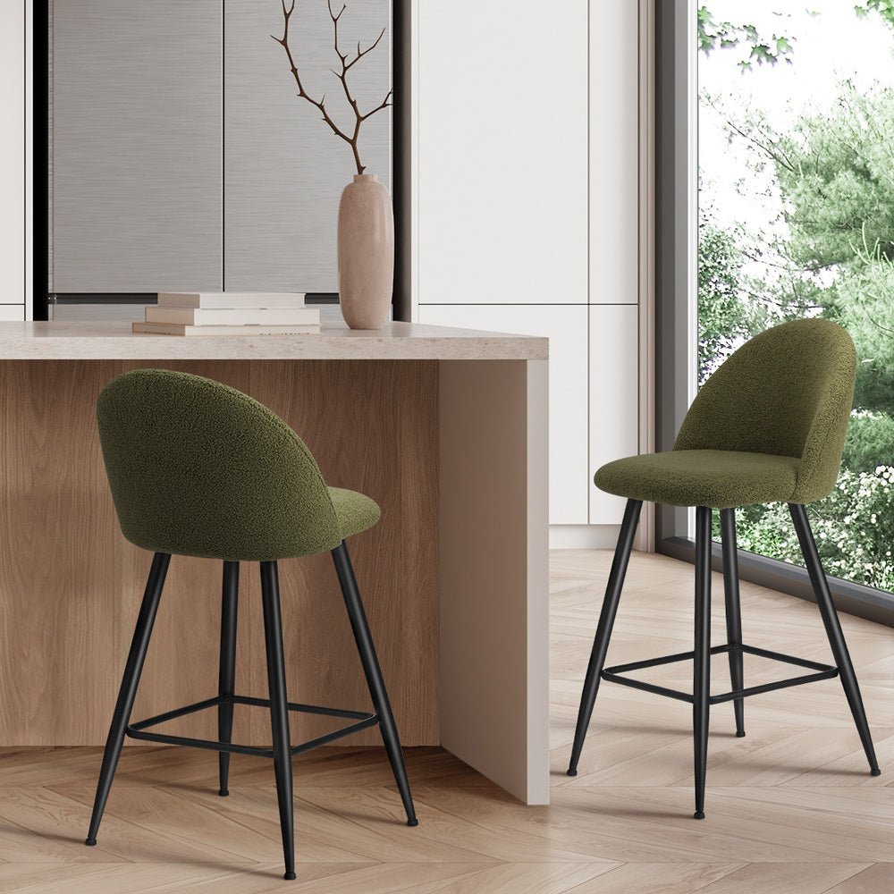 Bar Stools Kitchen Counter Stool Boucle Padded