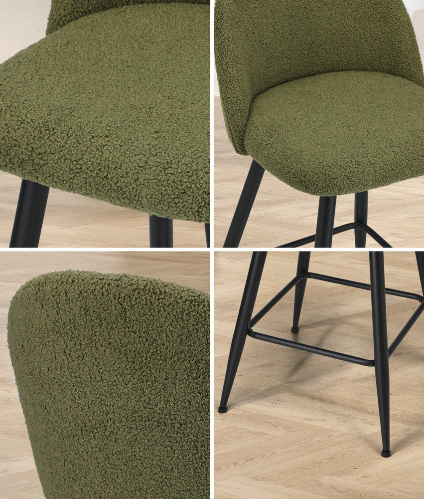 Bar Stools Kitchen Counter Stool Boucle Padded