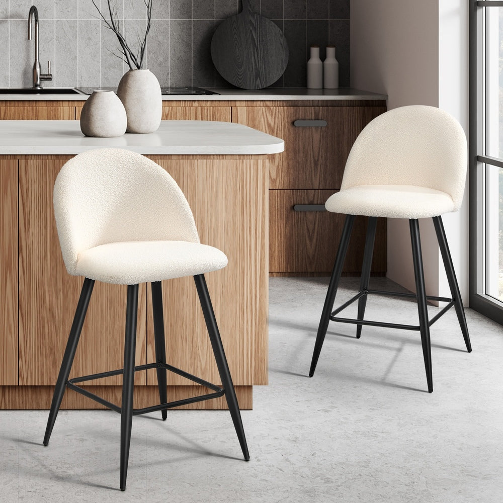 Bar Stools Kitchen Counter Stool Boucle Padded