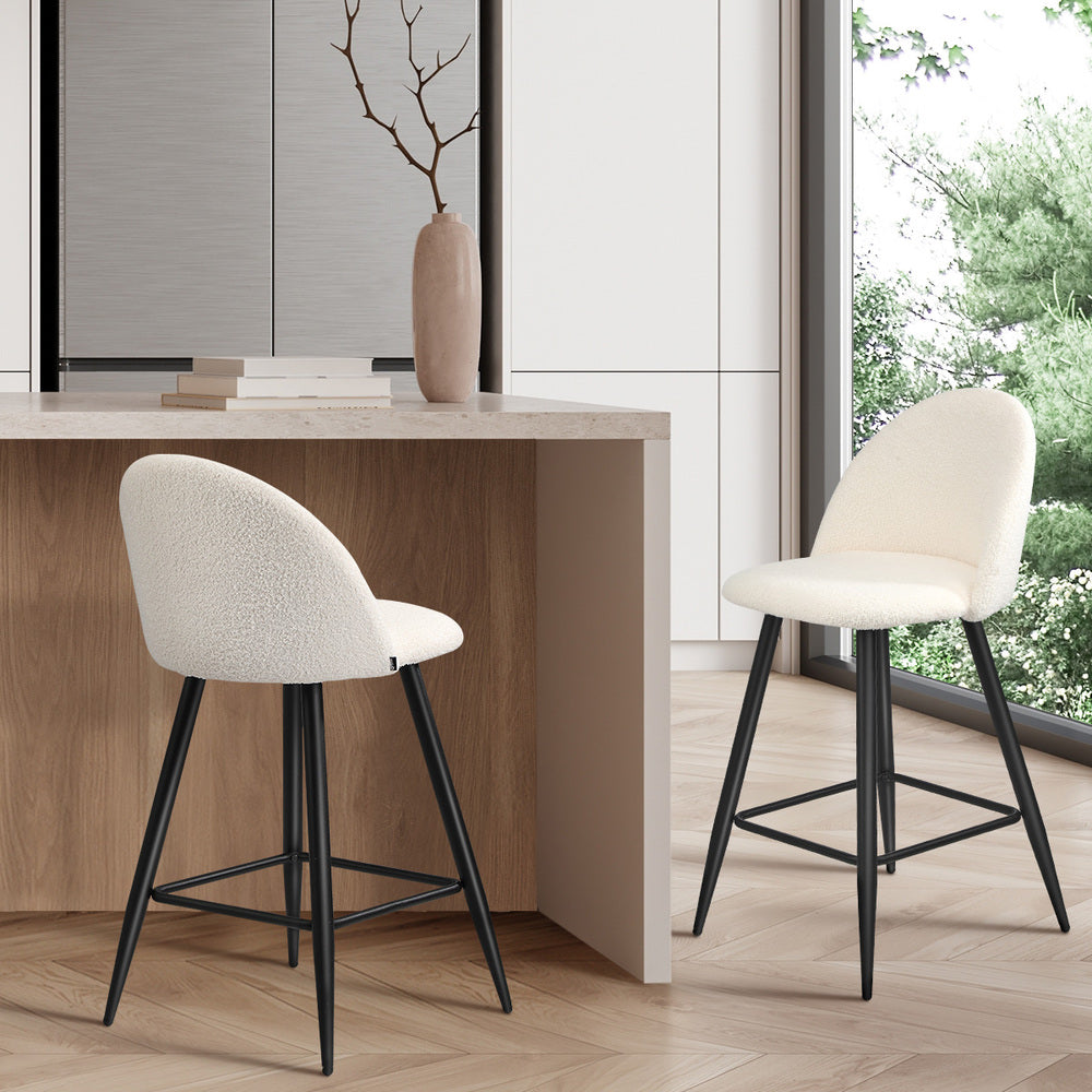 Bar Stools Kitchen Counter Stool Boucle Padded