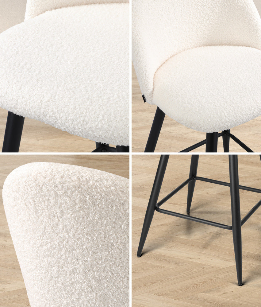 Bar Stools Kitchen Counter Stool Boucle Padded