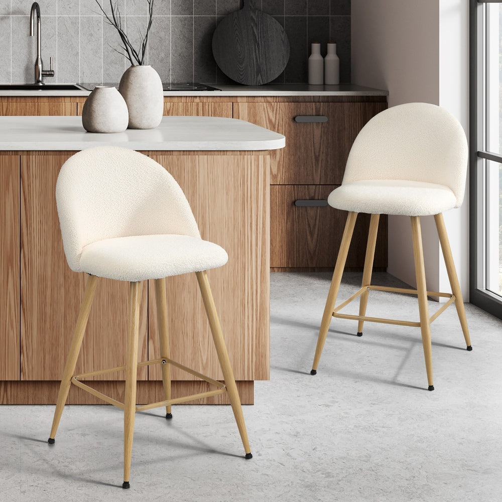 Bar Stools Kitchen Counter Stool Boucle Padded