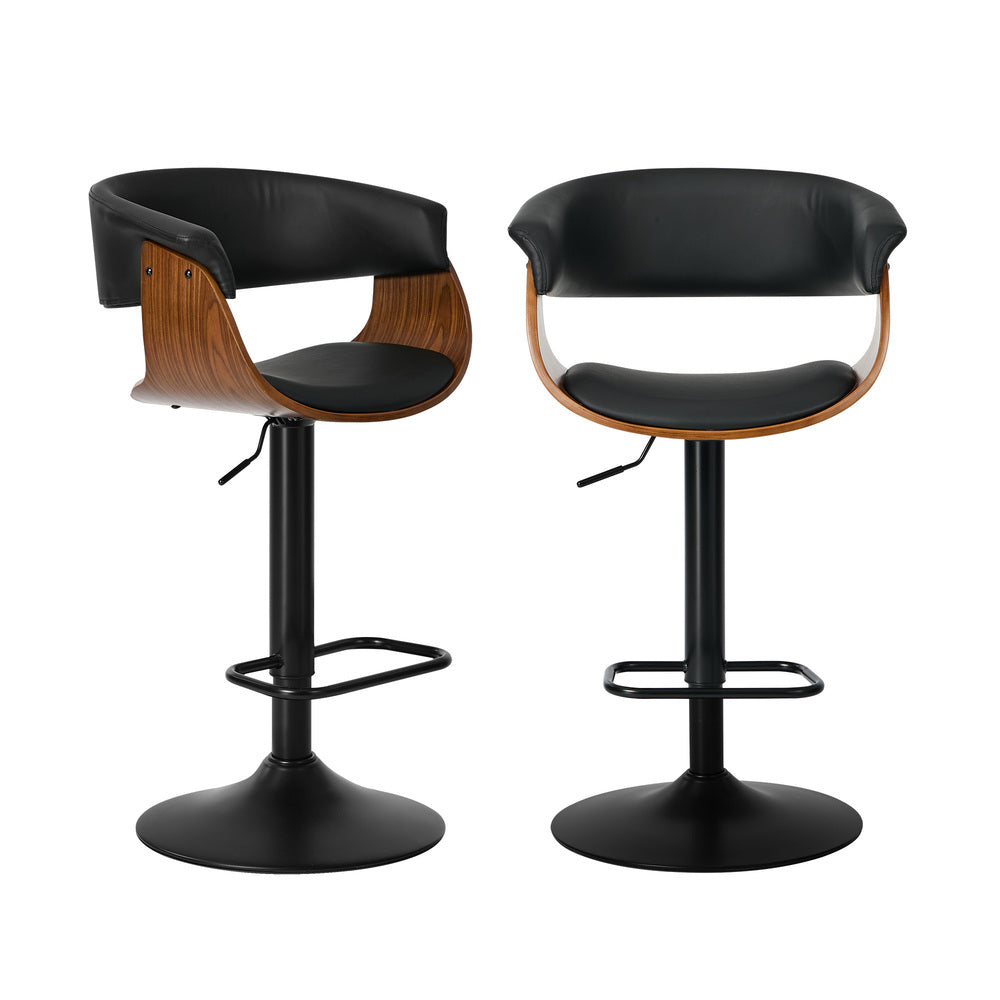 Swivel Bar Stools PU Leather Armrest Set 2 | Simpledeals