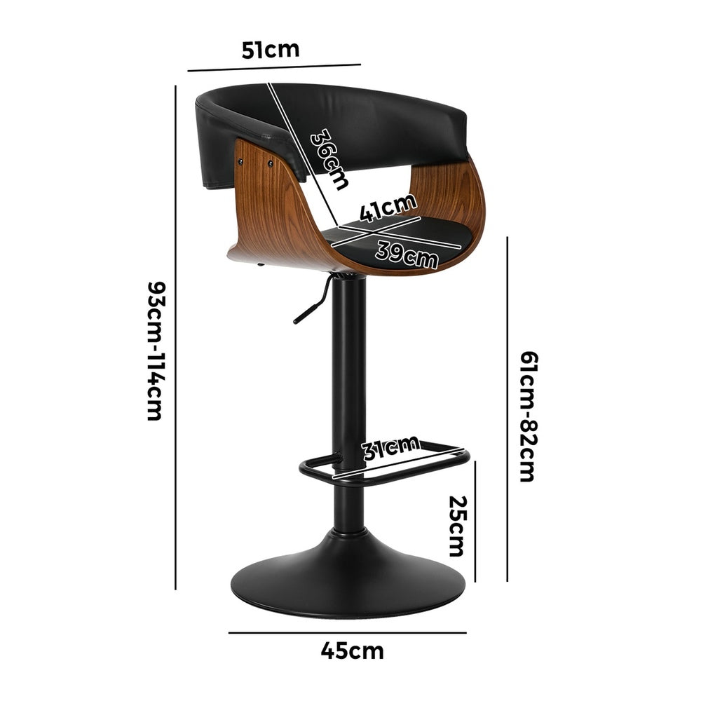 Swivel Bar Stools PU Leather Armrest Set 2 | Simpledeals